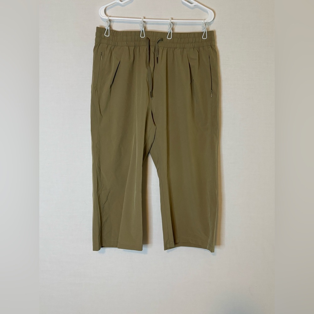Tan Track Pants with Elastic Waistband and Drawstring
